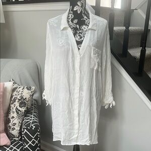 NWT Cupshe White Button-down Bathing Suit Coverup-Large